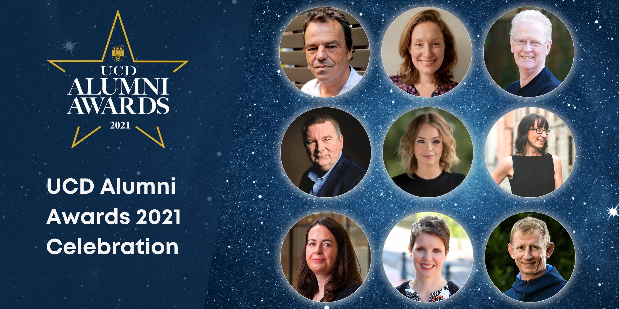 The nine winners of the UCD Alumni Awards in 2021