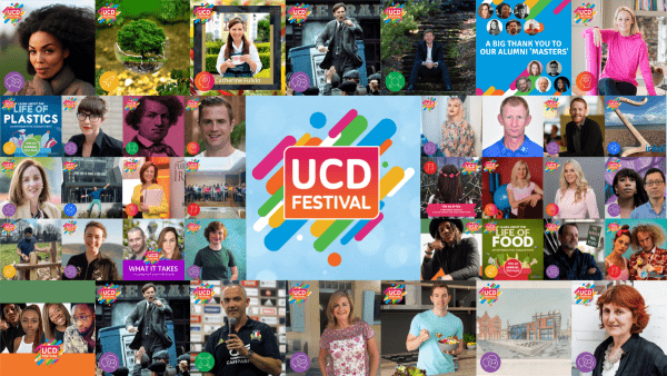Collage of all the online events that took place at UCD Festival@home 2021