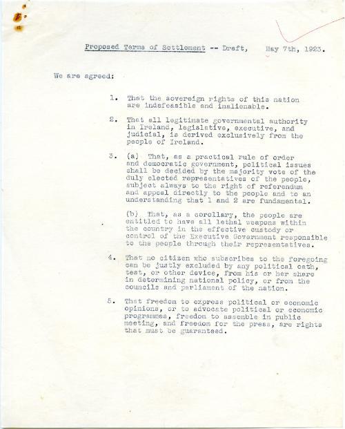 Proposed Terms of Settlement (7 May 1923) page 2
