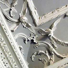 photograph of the staircase stucco work in Newman House, Dublin