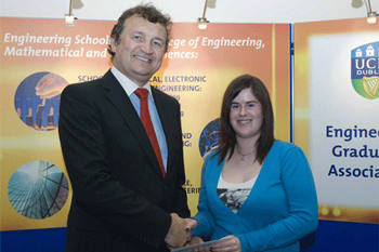 Winner of the 2010 Pat McAdam Scholarship, Rachel Moran is congratulated by Martin McAdam