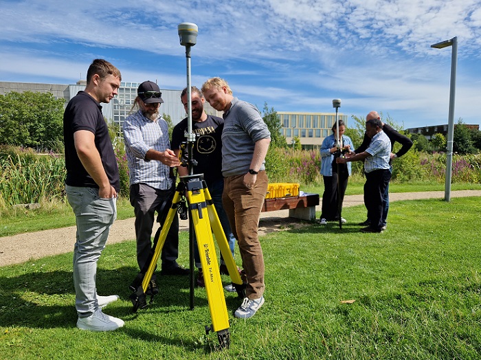 Two newly-arrived Trimble R12i GNSS receivers being trialled by staff and students from UCD School of Earth Sciences and UCD School of Geography