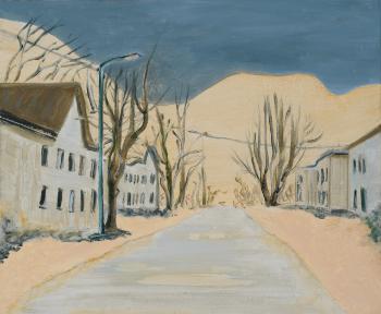 Empty Oil-shale Town Ida-Virumaa Estonia | Oil on canvas 50 x 60 cm 2023 | Judy Carroll Deeley