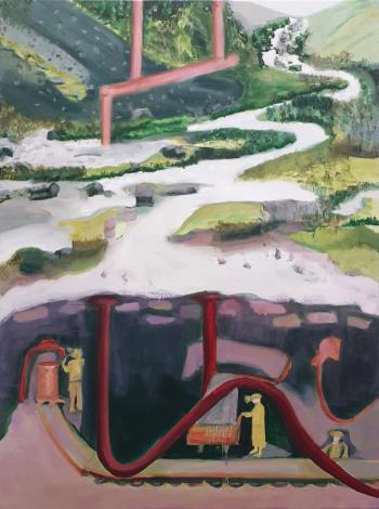 Underground, Glendalough Mine | Oil on canvas 80 x 60 cm 2023| Judy Carroll Deeley
