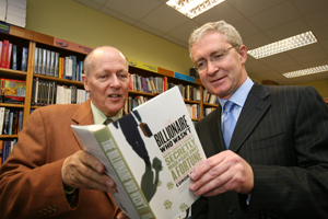 Pictured were Conor O'Clery and Dr. Hugh Brady, President of UCD, at the launch of the 'Billionaire Who Wasn't' at UCD campus bookshop.