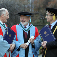 Professor Maurice Boland, Principal of the UCD College of Life Sciences, Professor Patrick Cunningham, Chief Scientific Advisor to the Irish Government and Dr Hugh Brady, President of UCD at the conferring ceremony