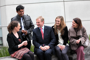 Taoiseach Enda Kenny meets with politics students from University College Dublin before his keynote address at the UCD Institute for British-Irish Studies 2011