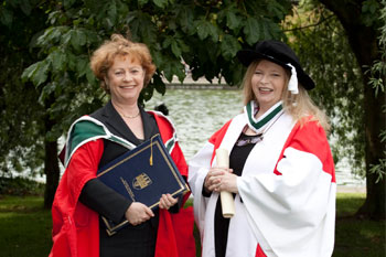 Nuala Ní Dhomhnaill (right) pictured with Prof Marie Ní Annrachain 