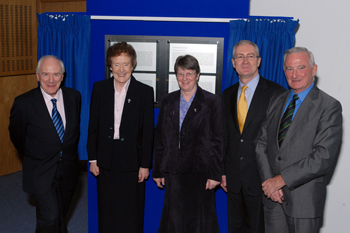 Pictured at the naming of the lecture theatres in honour of Catherine McAuley and Mary Aikenhead (L-R): Mr. John B Morgan, Chair of Board of MMUH; Sister Eugene Nolan, Sisters of Mercy; Sister Phyllis Behan, Sisters of Charity; Dr Hugh Brady, President UCD; and Prof Noel Whelan, Chair of Board of SVHG