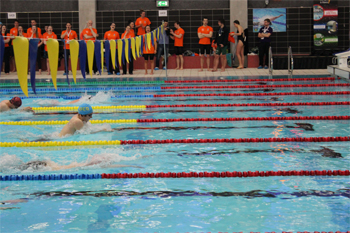 UCD swimmers competing in the Irish Swimming and Lifesaving Intervarsities