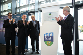 Pictured at the official opening of the UCD Sutherland School of Law (l-r): Professor Colin Scott, Dean of Law, UCD; Mr Ruarí Quinn TD, Minister for Education and Skills; Peter Sutherland SC and Dr Hugh Brady, President of UCD.