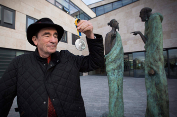 Albie Sachs pictured outside the UCD Sutherland School of Law after receiving the UCD Ulysses Medal at University College Dublin 