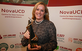 Dr Emmeline Hill, co-founder of Equinome, after receiving the 2014 NovaUCD Innovation Award at University College Dublin