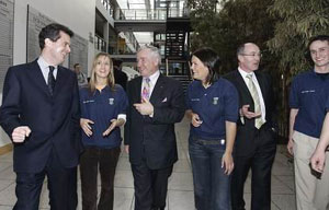 At the UCD Quinn School "Back to the Future" Evening on 6th April 2006: (left to right - Feargal O Rourke, PriceWaterhouseCoopers, Michelle Kurtz (BComm), Senator Feargal Quinn, Rebecca McCready (BComm), Paul Haran, Principal, College of Business & Law, Mark Byrne (BComm).