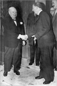 Photo of Eamon de Valera With Winston Churchill at 10 Downing Street, 1953