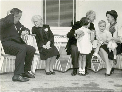Photo of President and Mrs de Valera with the Rainier family, 1961