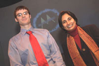 Pictured at New York awards ceremony: John Finan (BE Mechanical, 2001), winner of Motorola’s Innovation Competition, and Motorola’s Chief Technology Officer, Padamasree Warrior