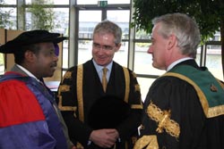 Pictured (left to right): Paul Rusesabagina; Dr Hugh Brady, President, UCD; and Professor John Hughes, Vice-Chancellor, NUI