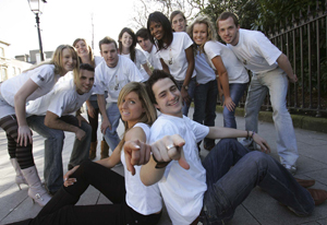 Neasa Ni Ghrada, from Clonskeagh (front left) and Daniel McMahon, Killenard, Co. Louis (front right), pictured here with fellow Model students in Dublin at the launch of the UCD Arts Fashion Show 2007 which takes place on Friday the 23rd of March in the Point Depot, Dublin in aid of Down Syndrome Centre