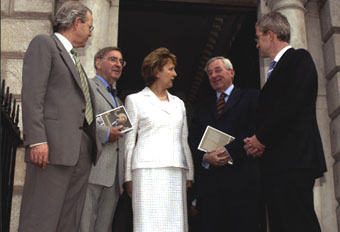 Pictured at the steps of Newman House.