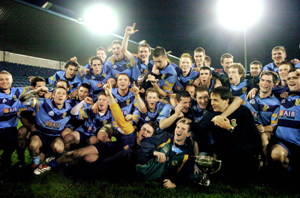 6 November 2006; The UCD players and management celebrate with the cup. Dublin Senior Football Championship Final, UCD v St. Vincents, Parnell Park, Dublin.