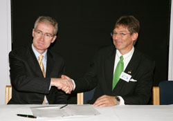 Pictured signing the memorandum of understanding between University College Dublin and the Norwegian School of Veterinary Science: Dr. Hugh Brady, President, and Professor Lars Moe, Rector, Norwegian School of Veterinary Science, Oslo, Norway