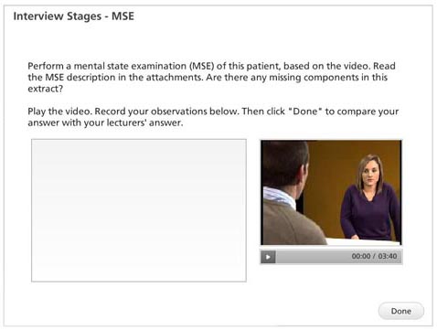 screenshot of Mental State Examination simulation