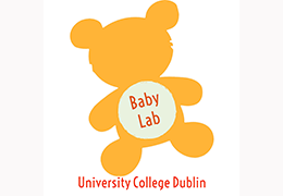 Orange teddy bear with Baby Lab in a circle