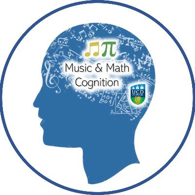 Human head in a circle with Music & Math Cognition where the brain would be