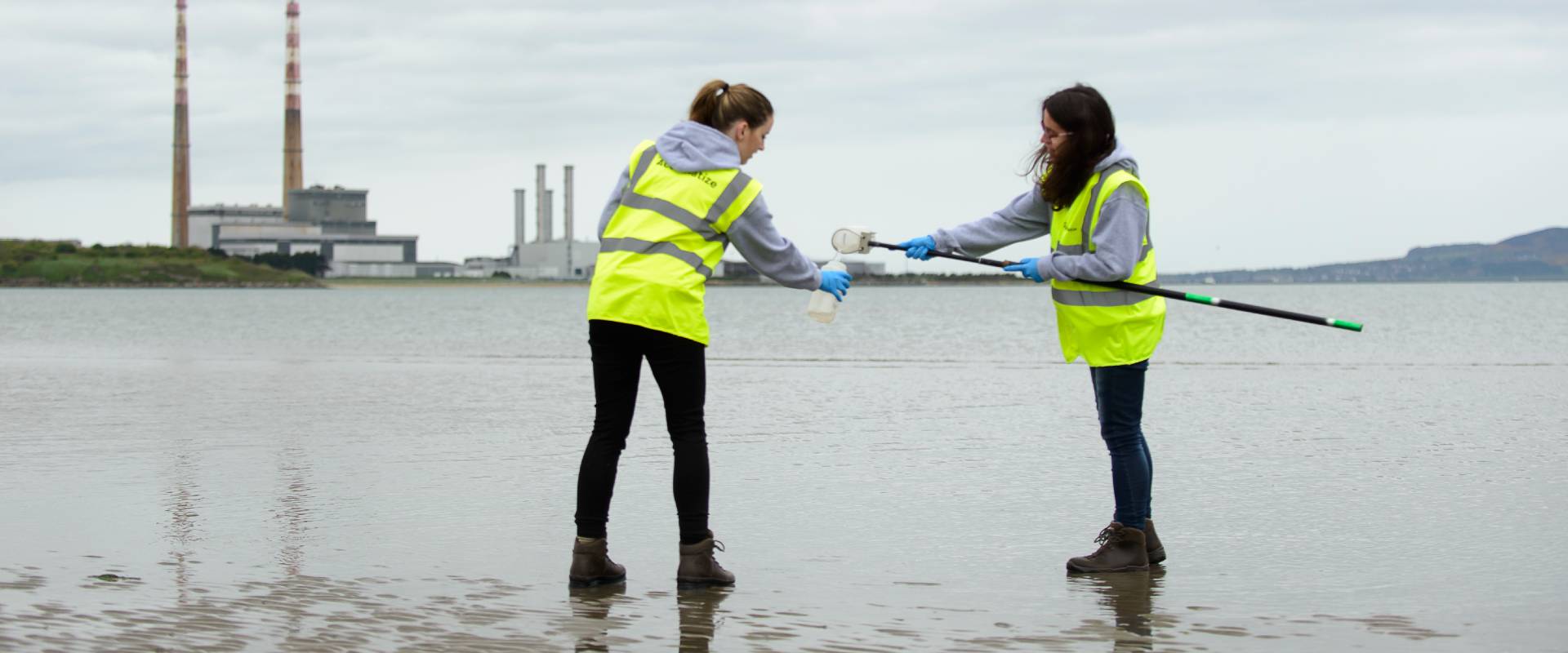 Students collecting sample on Sandymount Strand