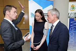 Pictured at the launch of the Applied Research for Connected Health (ARCH) Technology Centre are UCD's Professor Brian Caulfield, Sarah Cosgrove, Research Nurse, ARCH and Richard Bruton TD, Minister for Jobs, Enterprise and Innovation.