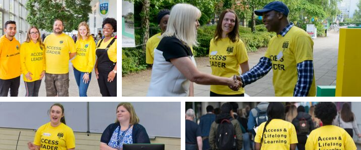 A collage of our Access Leaders working at various events