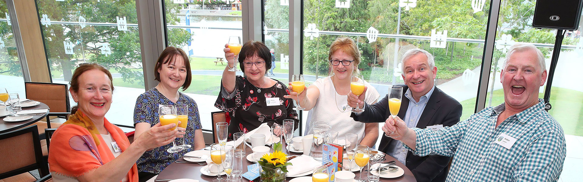 A group of UCD graduates enjoy their reunion lunch at the UCD University Club