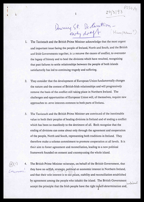 Downing Street declaration Draft