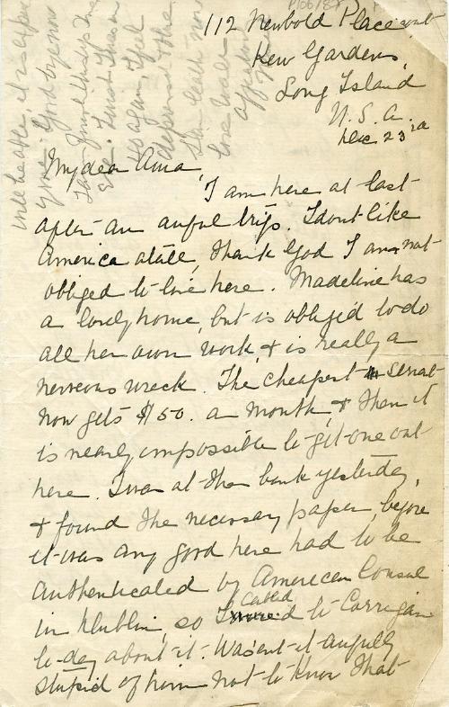 Letter from Nannie O'Rahilly to Anna O'Rahilly page 1