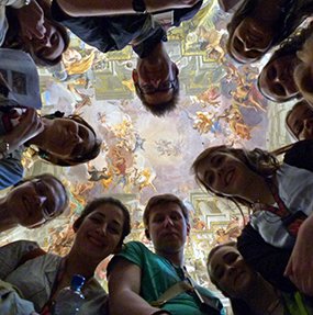 Students photographed in Sant'Ignazio in Rome on MA field trip