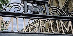 Photograph showing a detail of the National Museum of Ireland gate