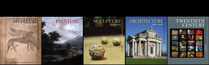 Photograph of the covers to the 5 volumes of Art & Architecture in Ireland