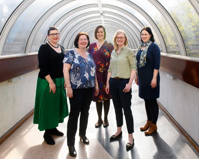 L-r:Assoc Professor Emily Mark-Fitzgerald, Assoc Professor Síofra Pierse, Assoc Professor Rebecca Stephenson, Dr Jennifer Keating, Assoc Professor Jane Grogan