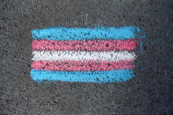Chalk drawing of the trans flag