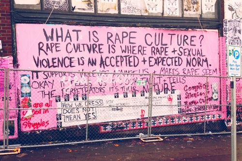 A photo of graffiti describing what rape culture is