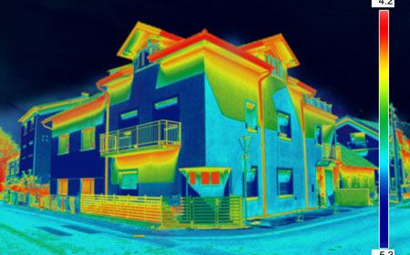 A picture of a house taken with a heat camera