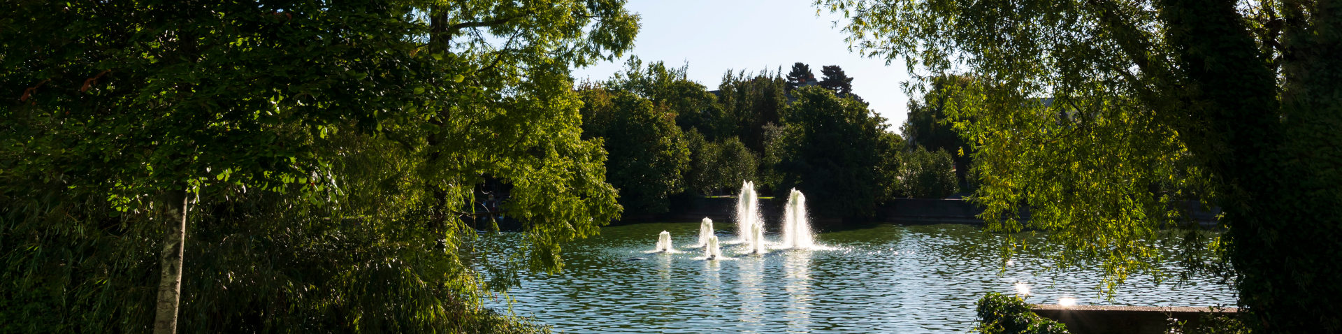 fountains in a lake