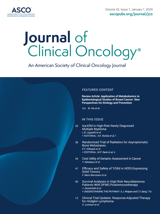 the cover of the journal publication 'Journal of Clinical Oncology'