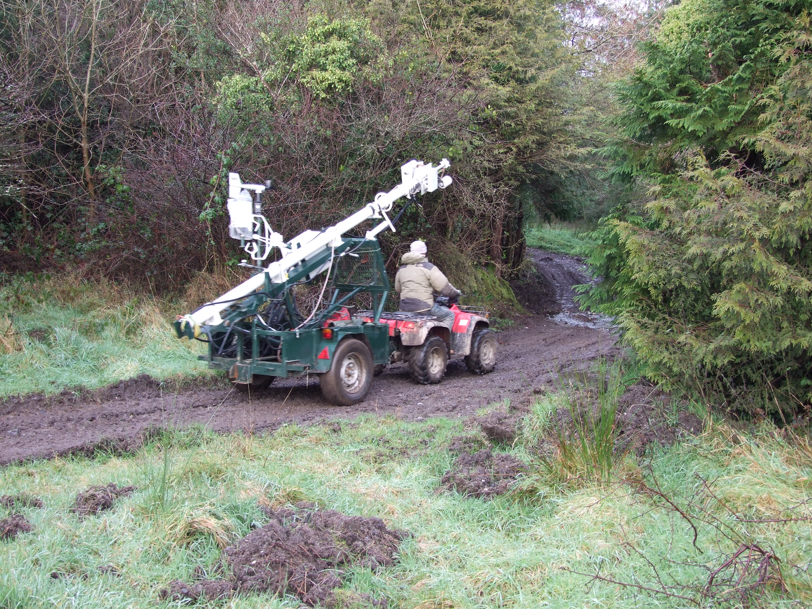 A quad was used to 'rove' the mobile mast between sites, spending a week in each.