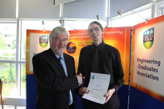 2009 Carthy Award Winner, Ronan Whelan, is congratulated by Prof. Don MacElroy.