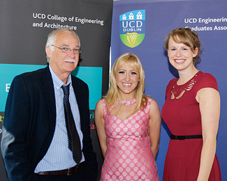 2012 Carthy Award Winners, Ashley Humenik & Justine Forkin congratulated by Dermot Malone.