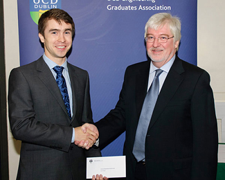 2013 Carthy Award Winner, Donal Finegan, congratulated by Professor Don MacElroy.