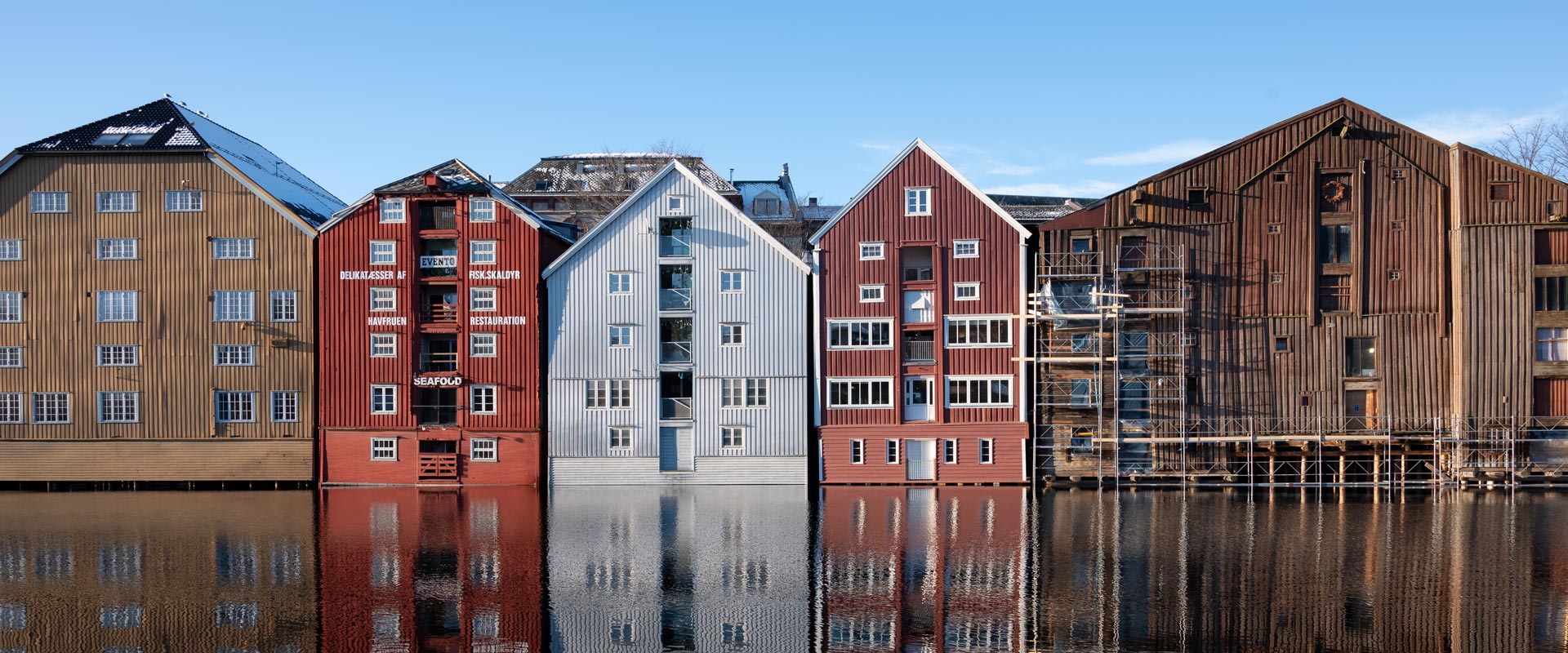 A line of buildings in Trondheim