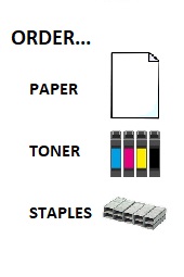 Link to supplies for staff printers, i.e. paper / toner / staples